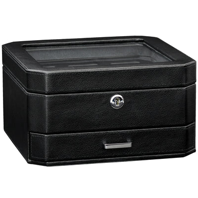 Rothwell 6 Slot Watch Box With Valet Drawer (Black / Grey)