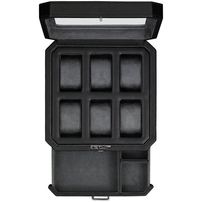 Rothwell 6 Slot Watch Box With Valet Drawer (Black / Grey)