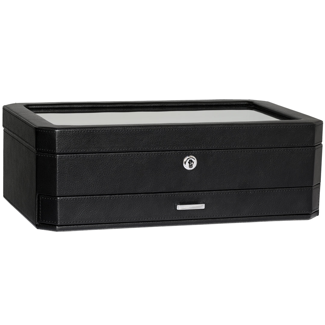 Rothwell 12 Slot Watch Box With Valet Drawer Black Grey Blacklist Watches