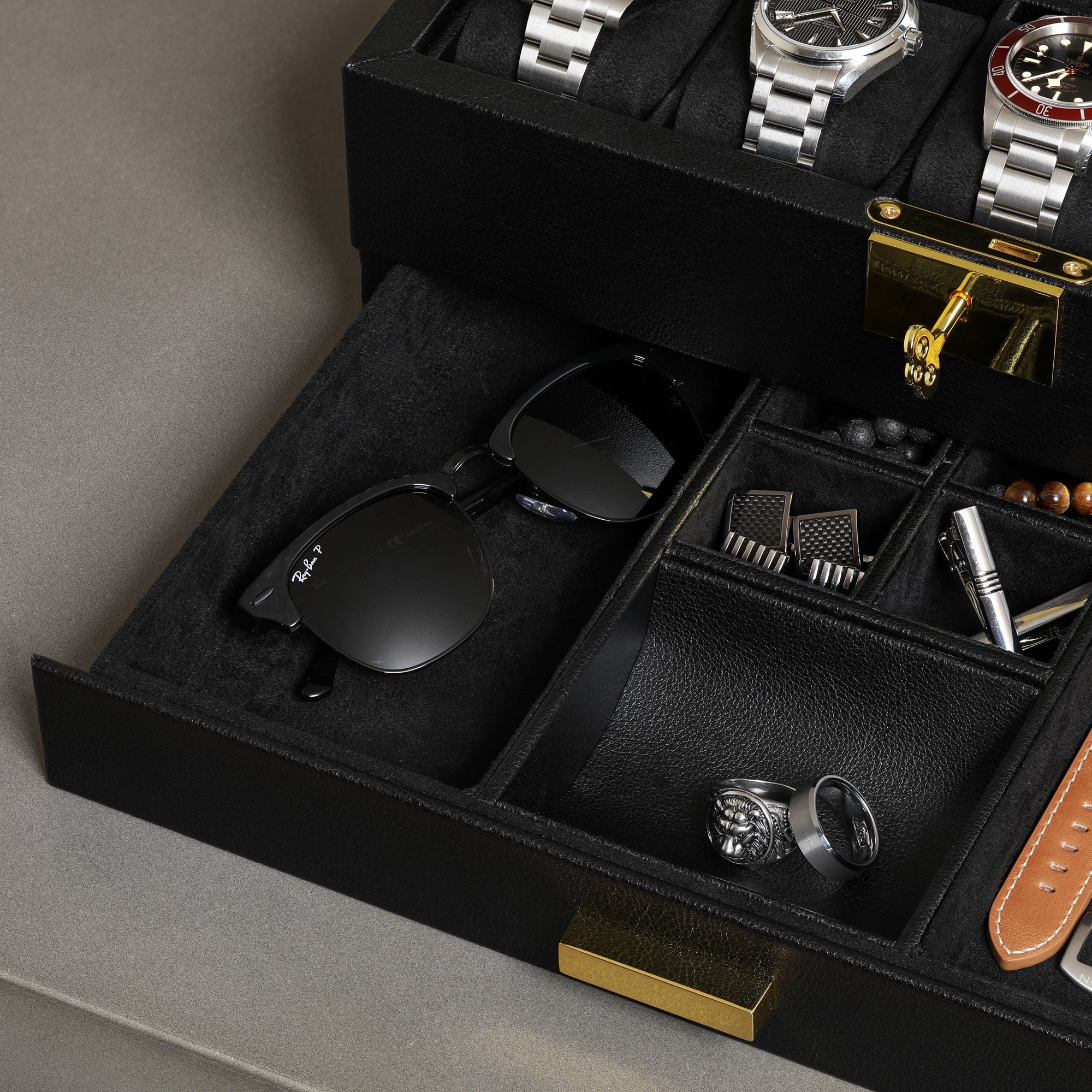 10 Slot Leather Watch Box Luxury Watch Case Display Organizer, Ultra Soft