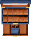 Rothwell 10 Slot Watch Box With Drawer (Blue / Tan)