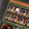 Rothwell 10 Slot Watch Box With Drawer (Green / Tan)