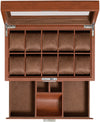 Rothwell 10 Slot Watch Box With Drawer (Tan / Brown)