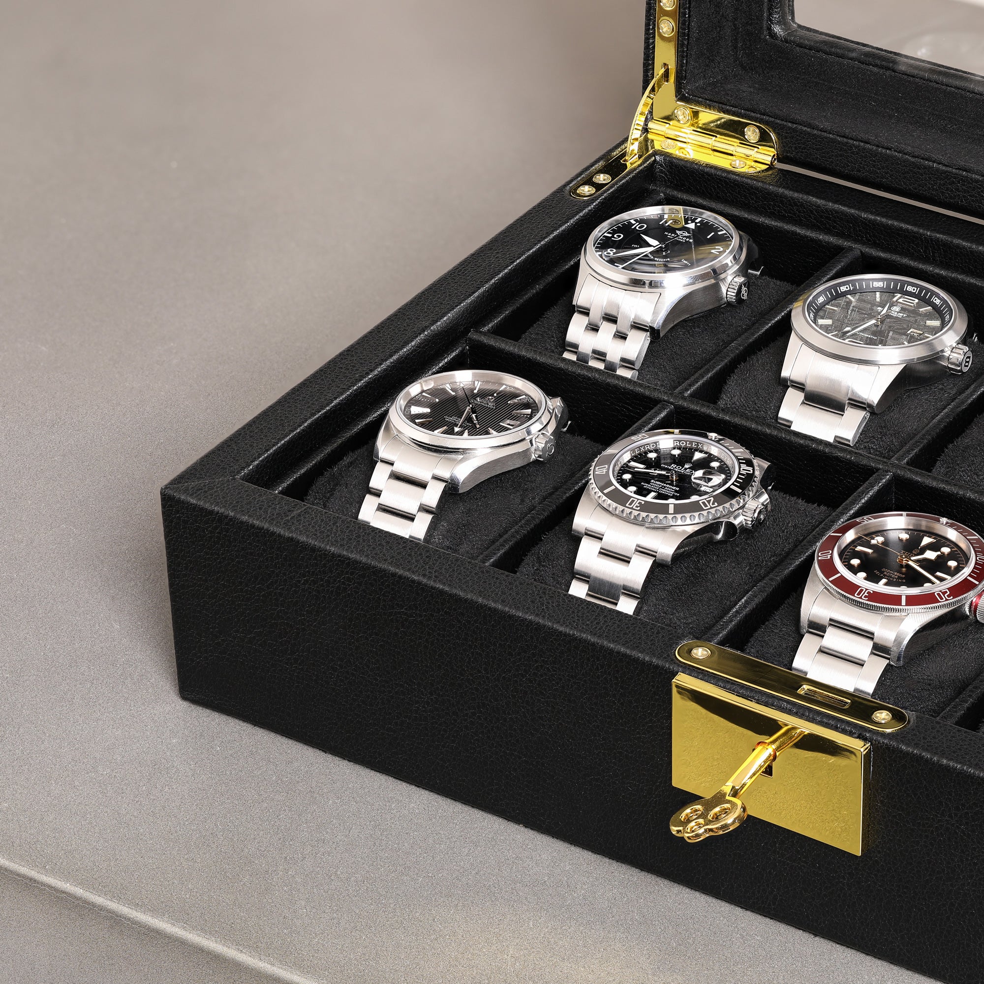 Rothwell 12 Slot Watch Box (Black / Grey) - Blacklist Watches