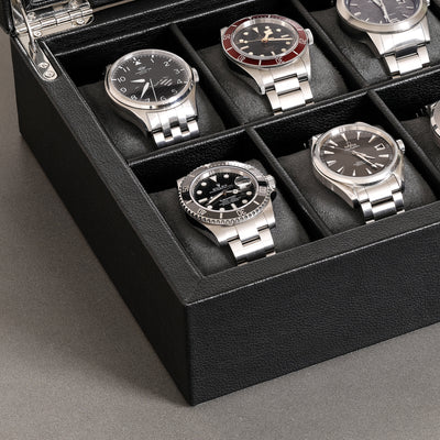 Rothwell 10 Slot Watch Box (Black / Grey)