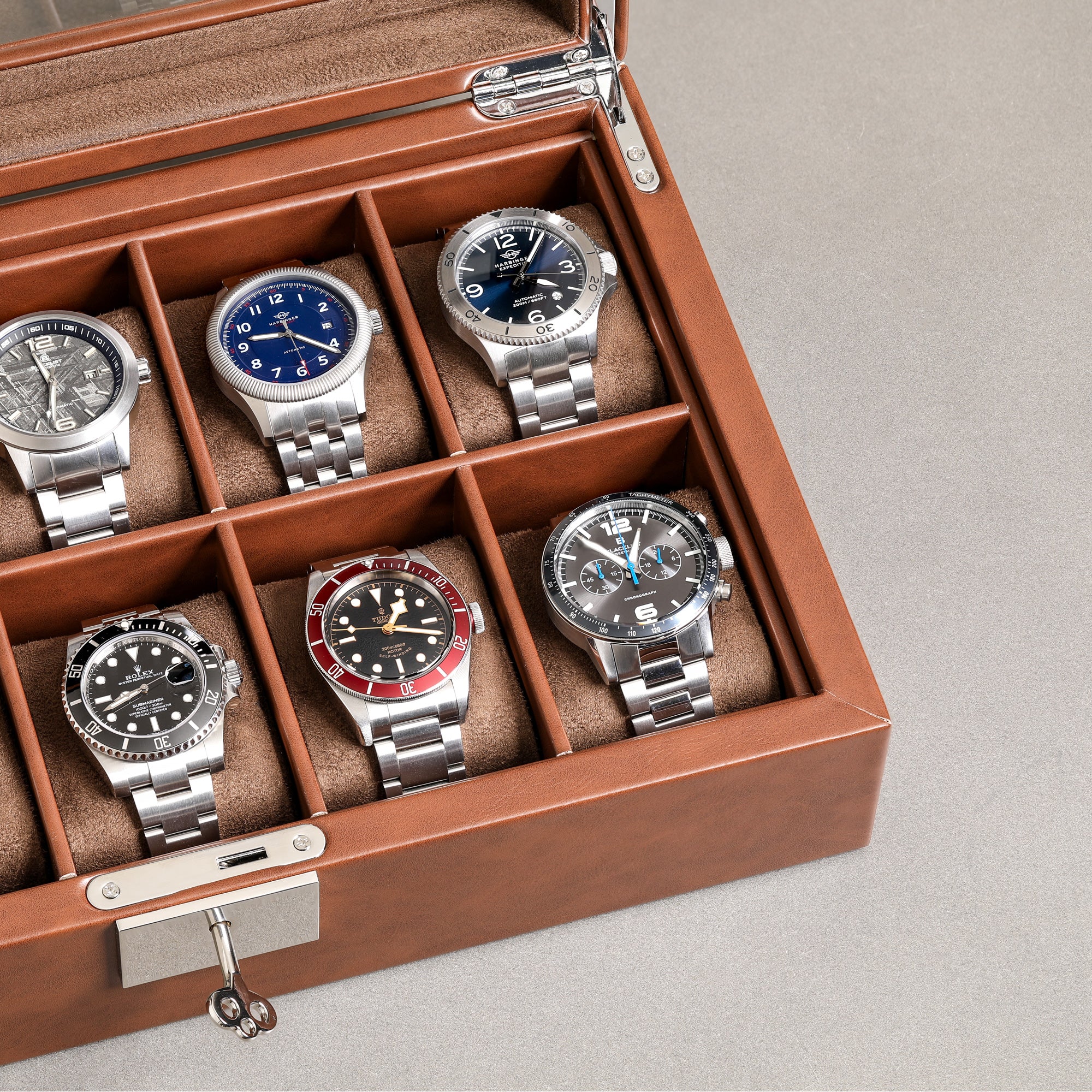 Rothwell 10 Slot Watch Box (Tan / Brown)