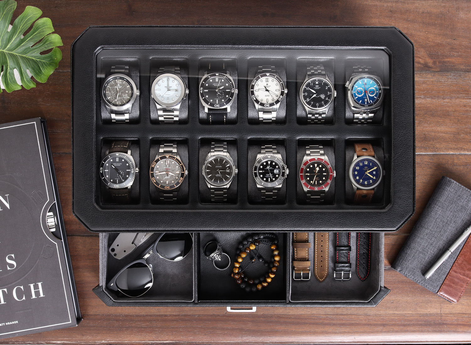 6 Elegant Pu Leather Watch Box Storage Box Watch Display Box Mechanical  Watch Jewelry Box Watch Box Bracelet Organizer Box