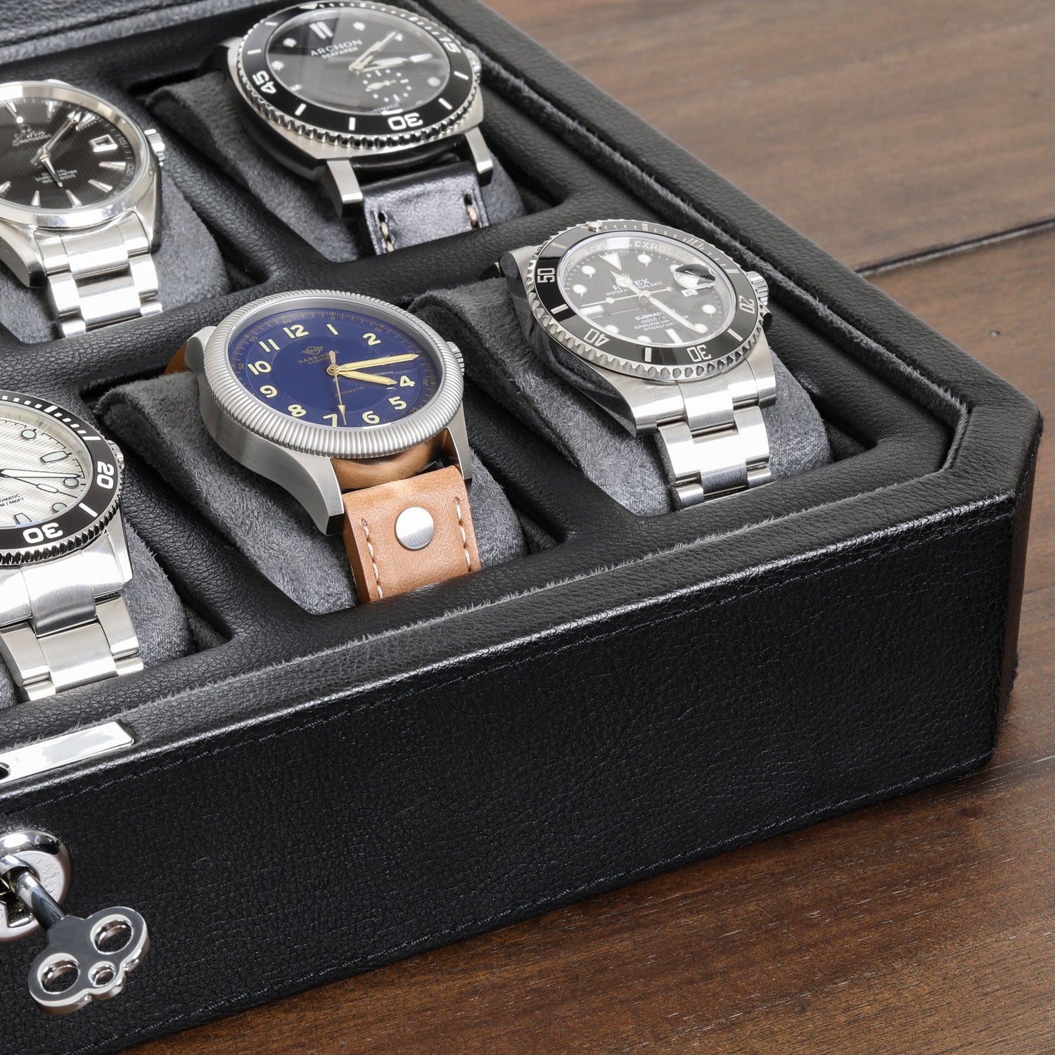 Rothwell 12 Slot Watch Box (Black / Grey) - Blacklist Watches