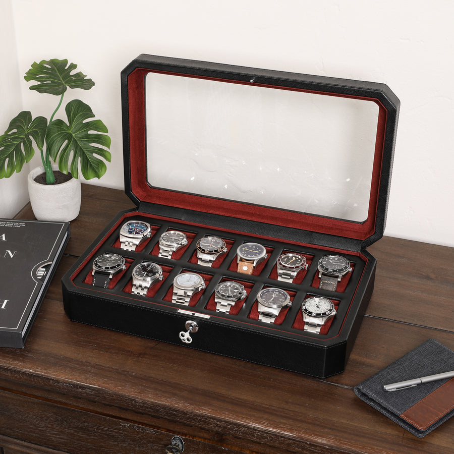 Rothwell 12 Slot Watch Box (Black / Grey) - Blacklist Watches