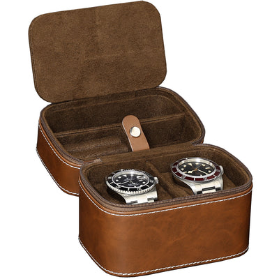 Rothwell 2 Watch Travel Case (Tan / Brown)