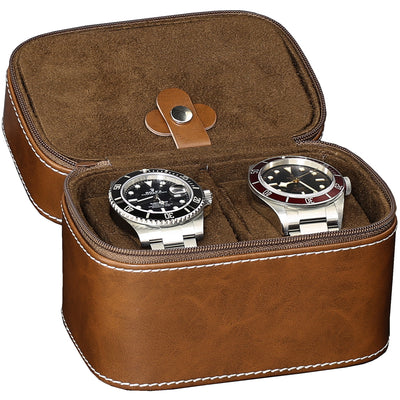 Rothwell 2 Watch Travel Case (Tan / Brown)